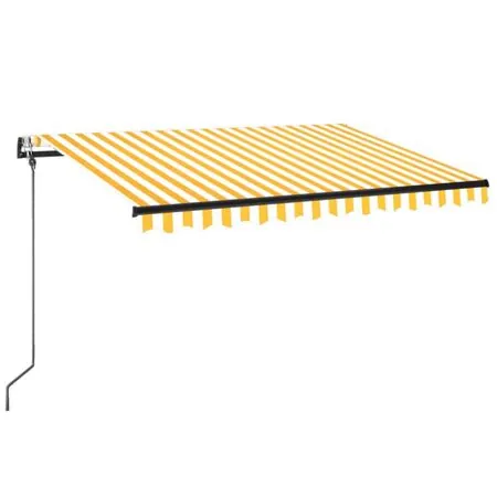  Copertină automată cu senzor vânt&LED, galben/alb, 350x250 cm
