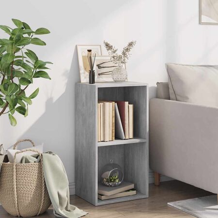  Bibliotecă, 2 rafturi, gri beton, 40 x 30 x 76,5 cm, PAL