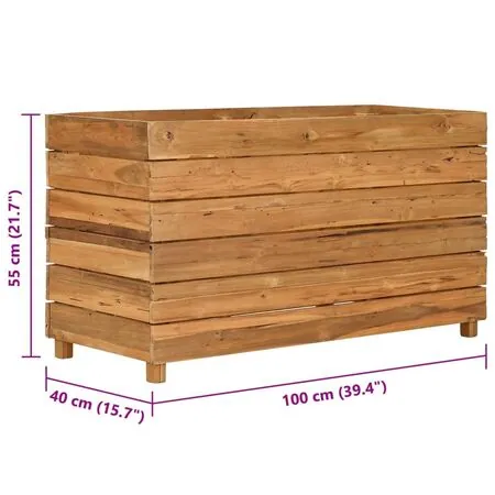  Strat înălțat, 100x40x55 cm, lemn de tec reciclat și oțel