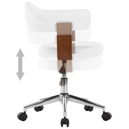  Scaun de bucătărie pivotant, alb, lemn curbat & piele ecologică