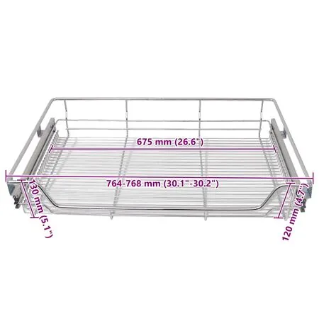  Coșuri din sârmă retractabile, 2 buc., argintiu, 800 mm