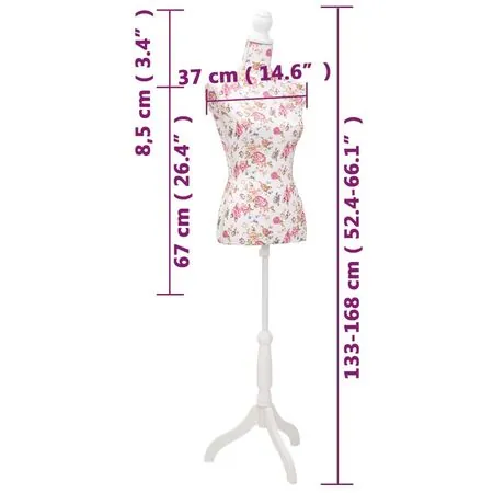  Bust pentru dame, manechin, alb cu trandafiri, bumbac 