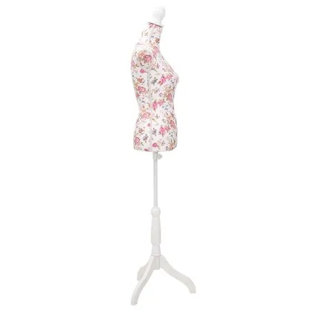  Bust pentru dame, manechin, alb cu trandafiri, bumbac 
