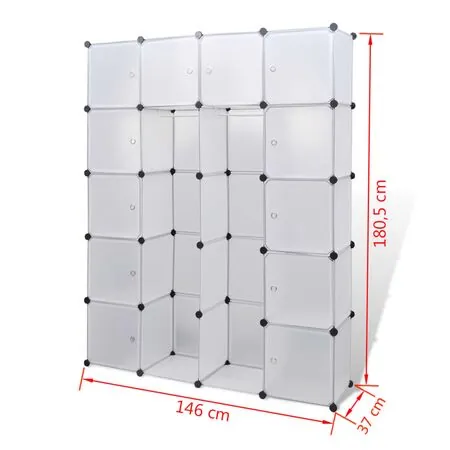  Dulap modular cu 14 compartimente alb 37 x 146 x 180,5 cm