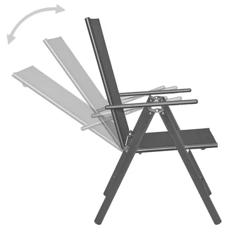  Set mobilier de exterior, 5 piese, negru, aluminiu și textilenă