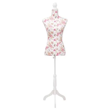  Bust pentru dame, manechin, alb cu trandafiri, bumbac 