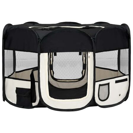 Țarc de câini pliabil cu sac de transport, negru, 125x125x61 cm
