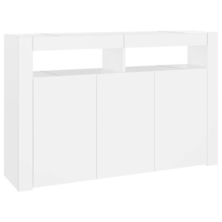  Servantă cu lumini LED, alb, 115,5x30x75 cm