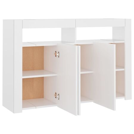  Servantă cu lumini LED, alb, 115,5x30x75 cm