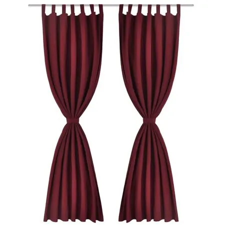 Draperii micro-satin cu bride, 140 x 225 cm, roșu bordo, 2 buc.