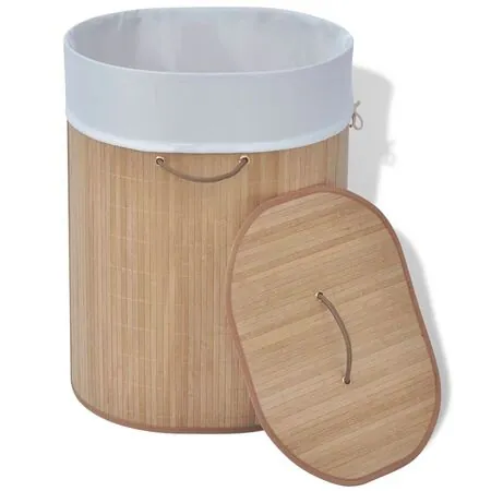  Coș de rufe oval din bambus, natural