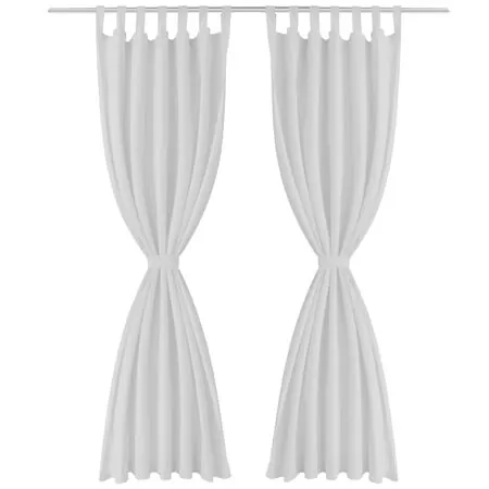 Draperii micro-satin cu bride, 140 x 245 cm, alb, 2 buc.