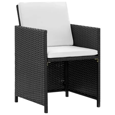  Set mobilier de exterior cu perne, 11 piese, negru, poliratan