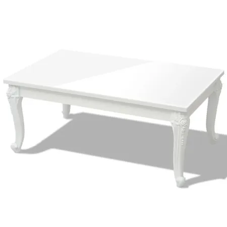  Măsuță de cafea din fibră de sticlă lucioasă 100x60x42 cm albă