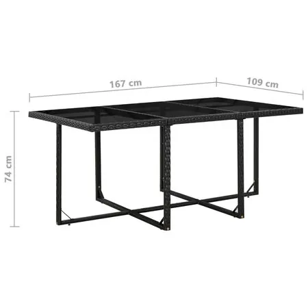  Set mobilier de exterior cu perne, 11 piese, negru, poliratan