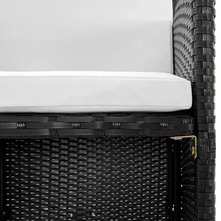  Set mobilier de exterior cu perne, 11 piese, negru, poliratan