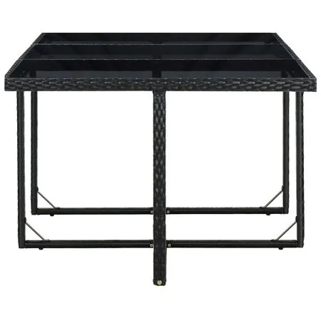  Set mobilier de exterior cu perne, 11 piese, negru, poliratan