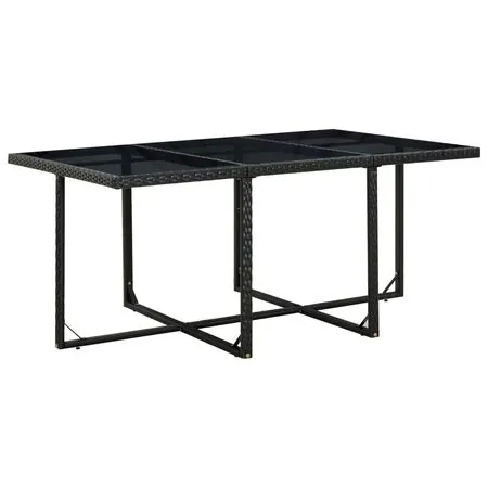  Set mobilier de exterior cu perne, 11 piese, negru, poliratan