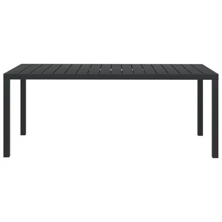  Masă de grădină, negru, 185 x 90 x 74 cm, aluminiu și WPC