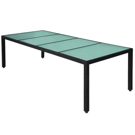  Set mobilier de exterior cu perne, 11 piese, negru, poliratan