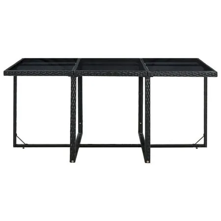  Set mobilier de exterior cu perne, 11 piese, negru, poliratan