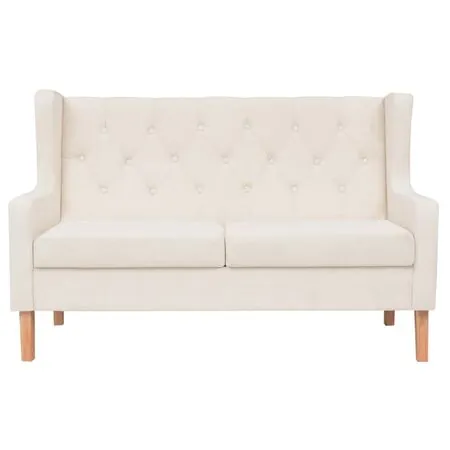  Canapea cu 2 locuri, material textil, alb crem