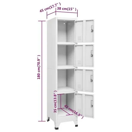  Dulap vestiar cu 4 compartimente 38x45x180 cm  