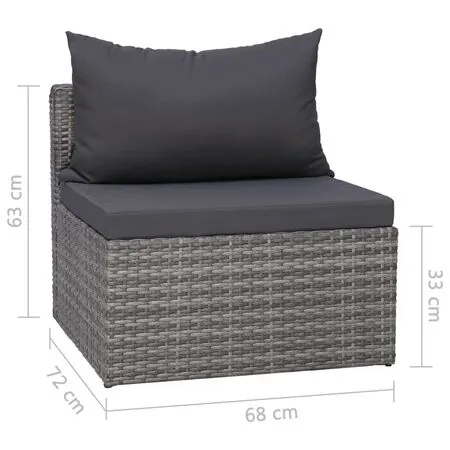  Set canapea de grădină cu perne, 4 piese, gri, poliratan