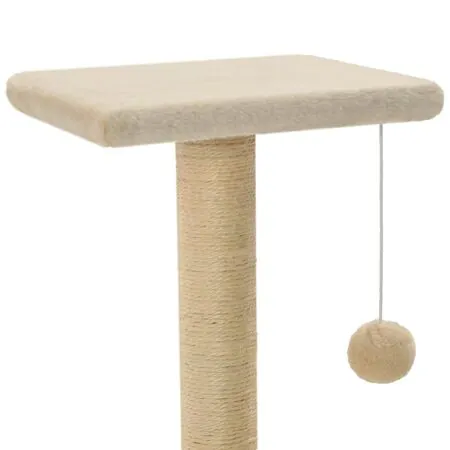  Ansamblu pentru pisici, stâlpi cu funie de sisal, bej, 65 cm