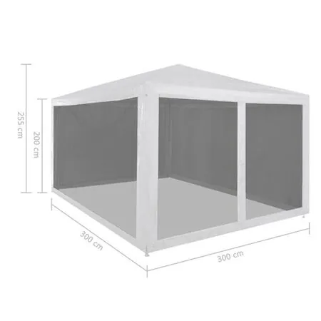  Cort pliabil de petrecere cu 4 pereți din plasă, 3 x 3 m