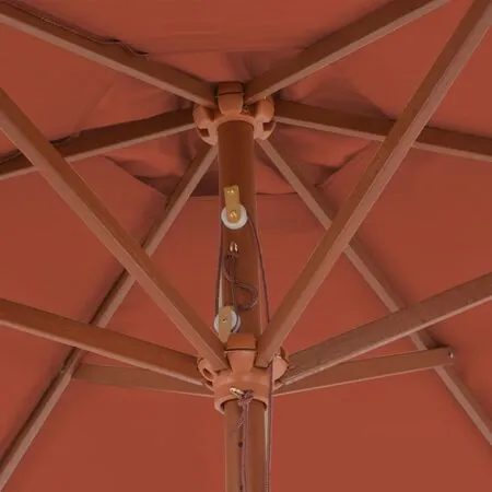  Umbrelă de soare de exterior, stâlp din lemn, cărămiziu, 270 cm