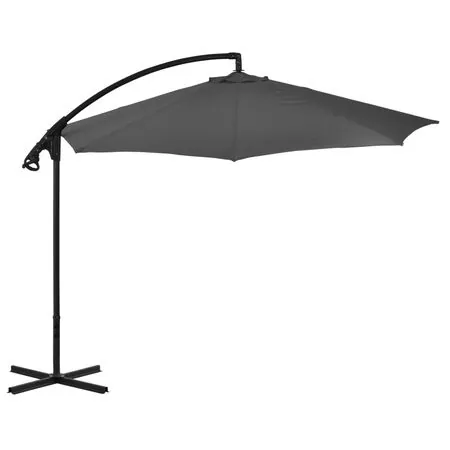  Umbrelă în consolă cu stâlp din oțel, antracit, 300 cm