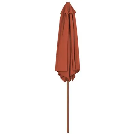  Umbrelă de soare de exterior, stâlp din lemn, cărămiziu, 270 cm
