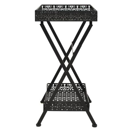  Măsuță de ceai pliabilă stil vintage negru 58x35x72 cm metal
