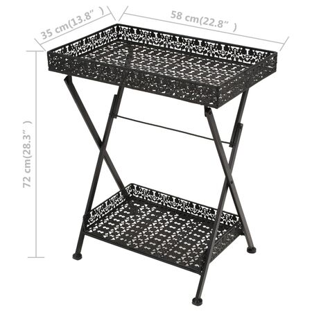  Măsuță de ceai pliabilă stil vintage negru 58x35x72 cm metal