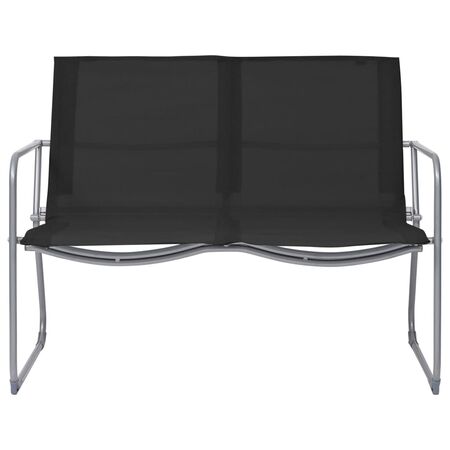  Set mobilier de grădină, 4 piese, negru, oțel și textil