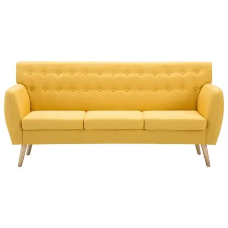  Canapea cu 3 locuri, material textil, 172 x 70 x 82 cm, galben