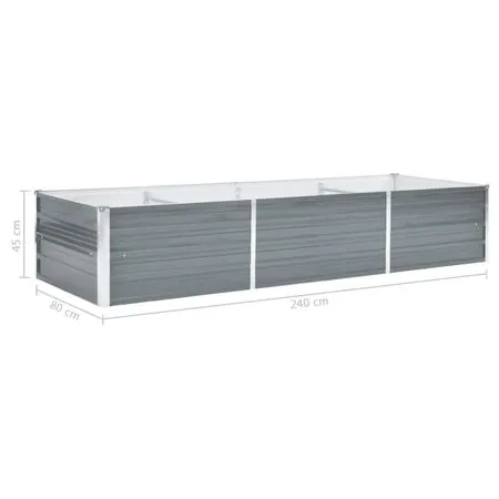  Strat înălțat de grădină, gri, 240x80x45 cm, oțel galvanizat