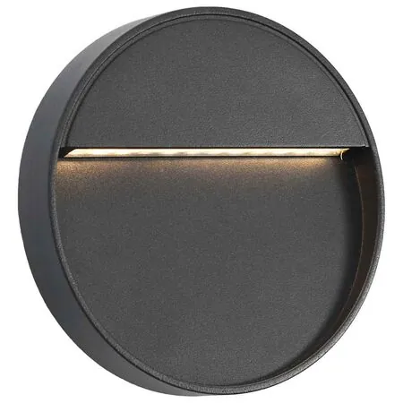  Lămpi de perete LED de exterior, 2 buc., negru, 3 W, rotund