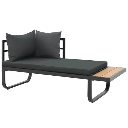  Set canapea de grădină colțar cu perne, 2 piese, aluminiu, WPC