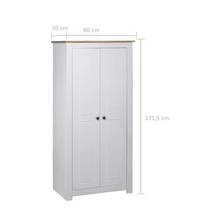  Șifonier, alb, 80 x 50 x 171,5 cm, lemn masiv pin gama Panama  