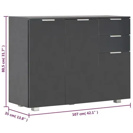  Dulap, negru extralucios, 107x35x80,5 cm