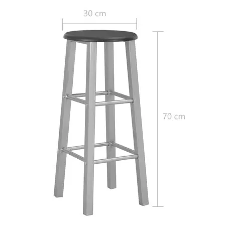  Set mobilier de bar, 3 piese, negru, lemn și oțel
