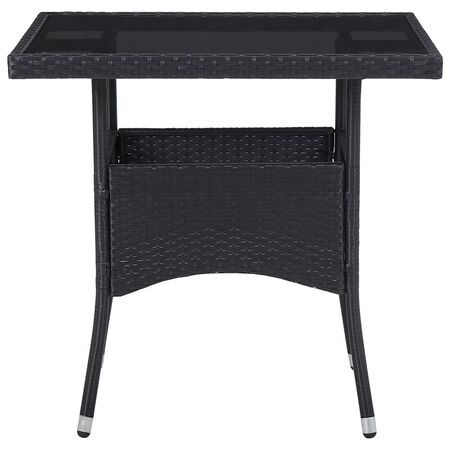  Set mobilier de exterior, 5 piese, negru, poliratan și sticlă