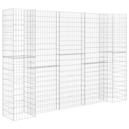  Jardinieră gabion în formă de H, 260 x 40 x 200 cm, sârmă oțel 
