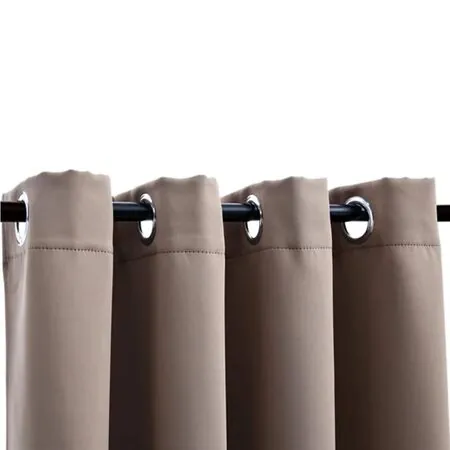 Draperii opace cu inele metalice, 2 buc, gri taupe, 140x175 cm