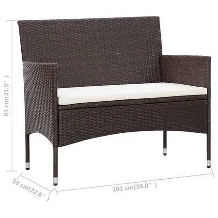  Set mobilier de grădină cu perne, 5 piese, maro, poliratan
