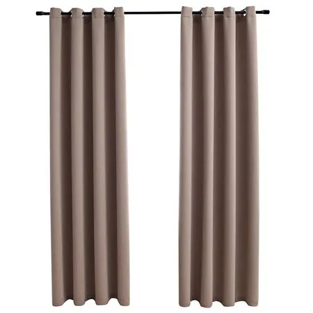  Draperii opace cu inele metalice, 2 buc, gri taupe, 140x175 cm