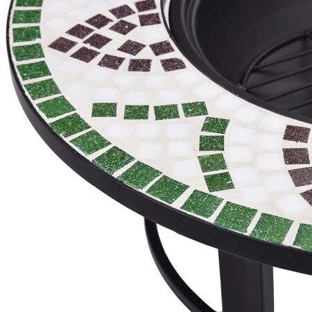  Vatră de foc cu mozaic, verde, 68 cm, ceramică