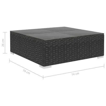  Set mobilier de grădină cu perne, 10 piese, negru, poliratan